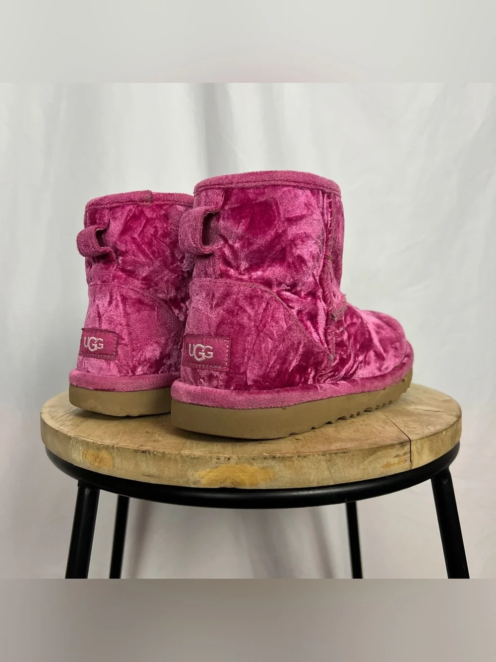 Ugg Classic Mini II Crushed Velvet Raspberry Sorbet Boots
